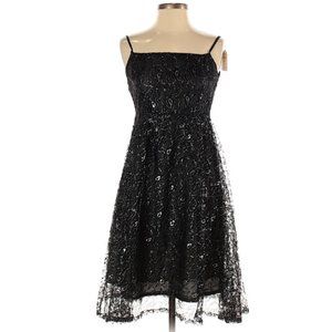 Silk Box Black Lace Party Dress